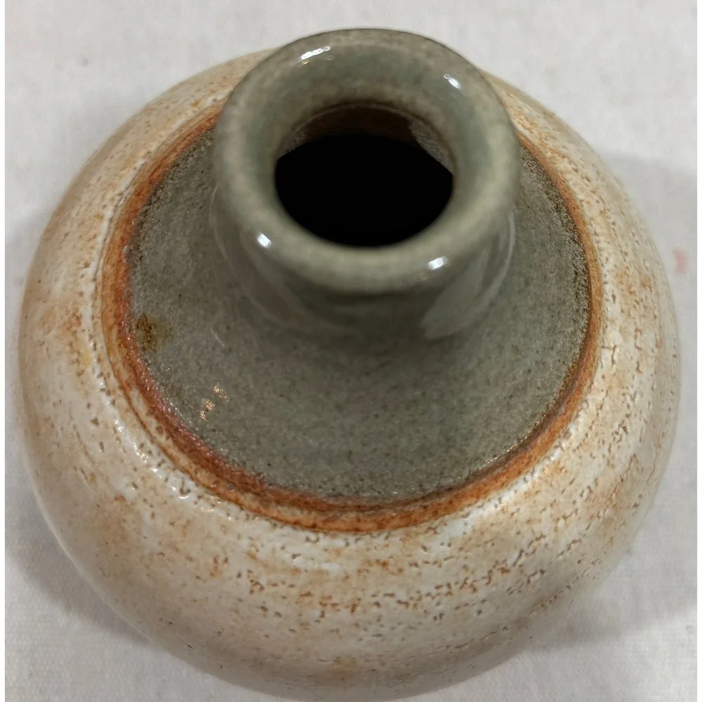 Studio Pottery Bud Vase Signed DK Earth Tone Glaze Handcrafted Ceramic 7